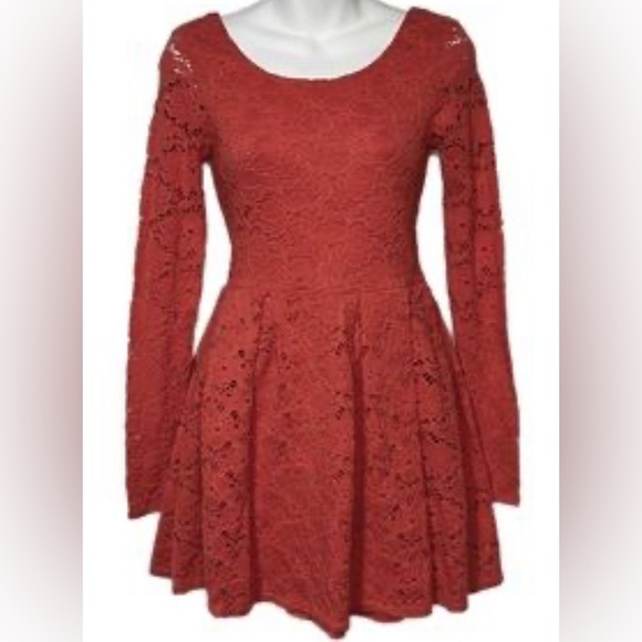 Free People Crochet 3/4 Sleeve Coral Dress - Picture 1 of 6